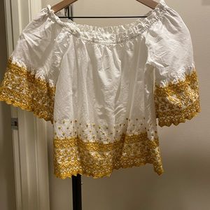 White and Gold Off The Collar Bone Maurice’s Top